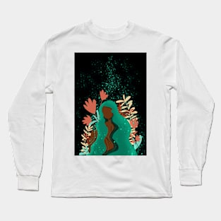 Magical Lady 3, Emerald Figure Illustration Long Sleeve T-Shirt